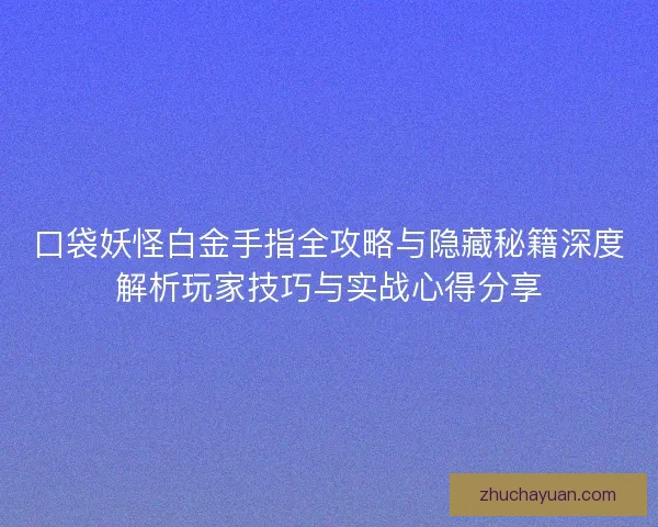 口袋妖怪白金手指全攻略与隐藏秘籍深度解析玩家技巧与实战心得分享